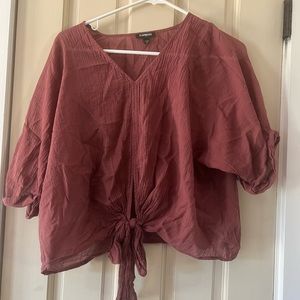Medium Express Burgundy Crop Tie Top
